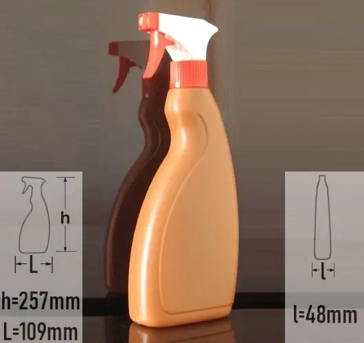 Sticla plastic 500ml culoare maro cu capac trigger-sprayer alb cu rosu